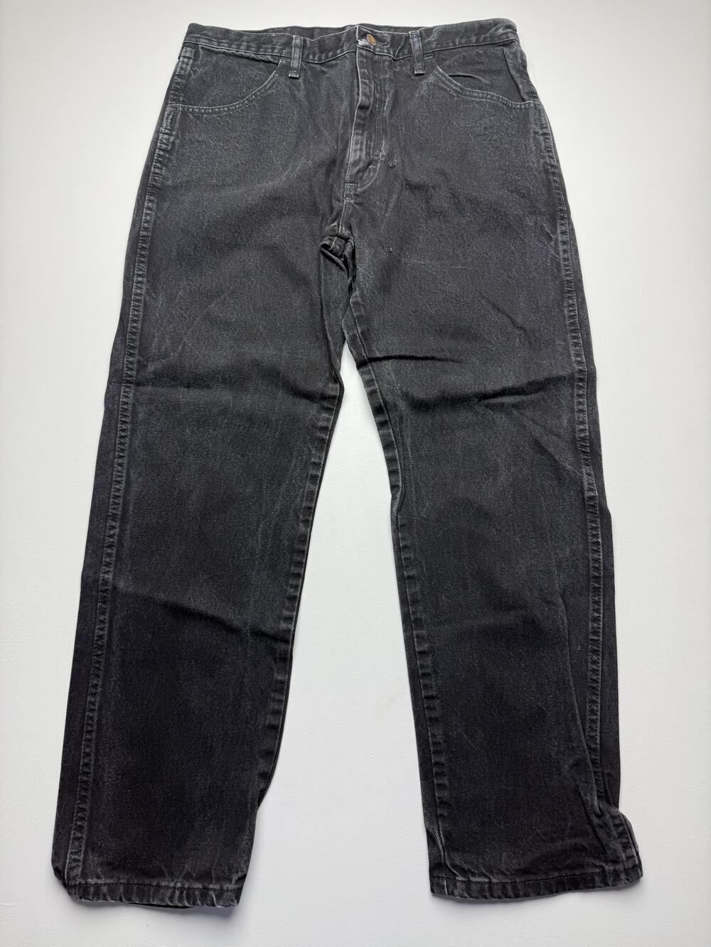 Rustler Jeans Mens 36x30 Gray Charcoal Denim Relaxed Straight Distressed 87619CB